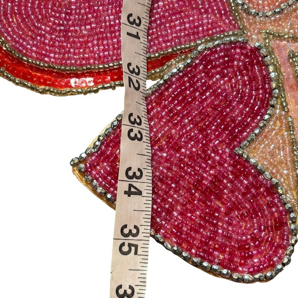 Pier 1 Imports Pink Red Silver Beaded Sequins Heart Table Runner Valentine's Day - Picture 7 of 11